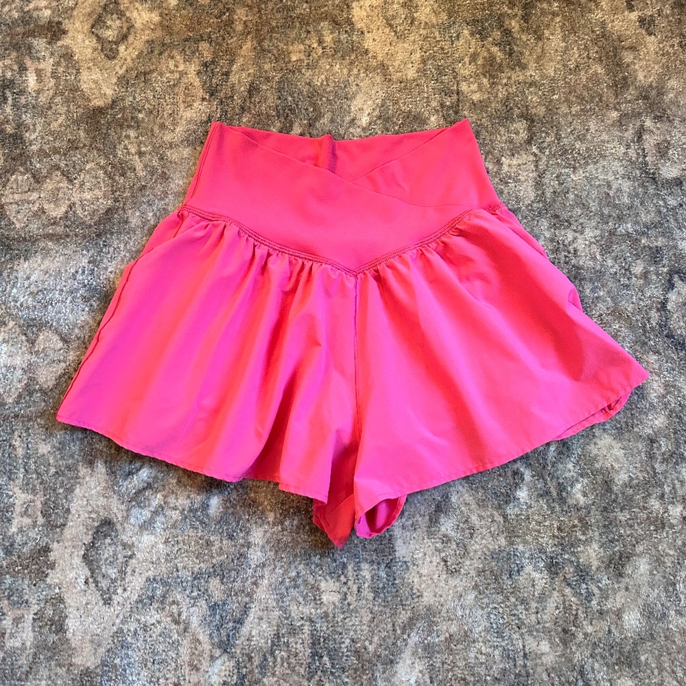 OFFLINE by Aerie Pink Flowy Crossover Waistband Shorts